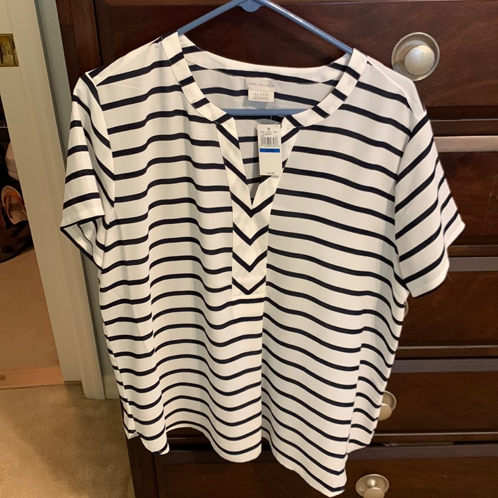 NWT Blue and White Striped Blouse